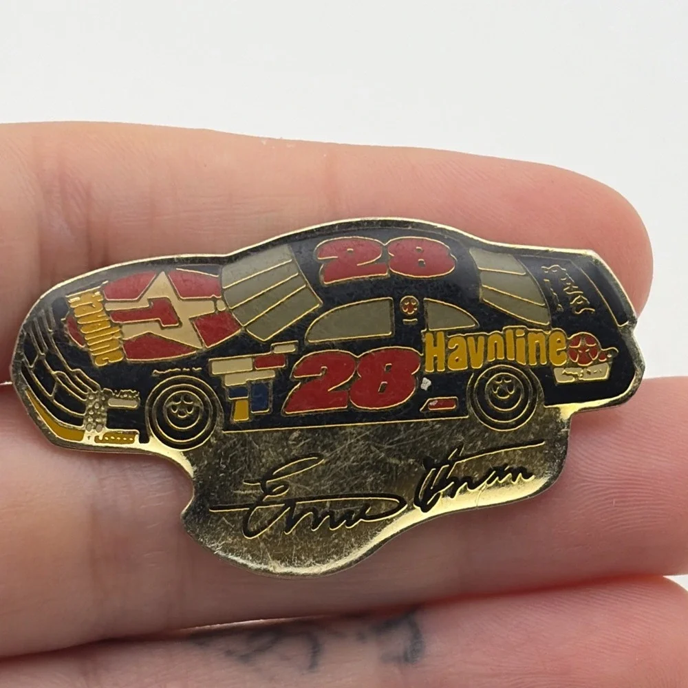 NASCAR Ernie Irvan #28 Havoline Texaco Car Lapel Hat Pin Vintage Racing Car